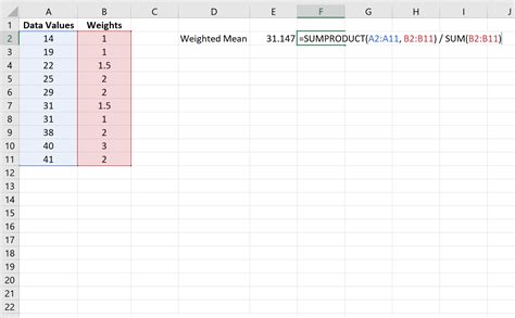 Weighted Standard Deviation in Excel