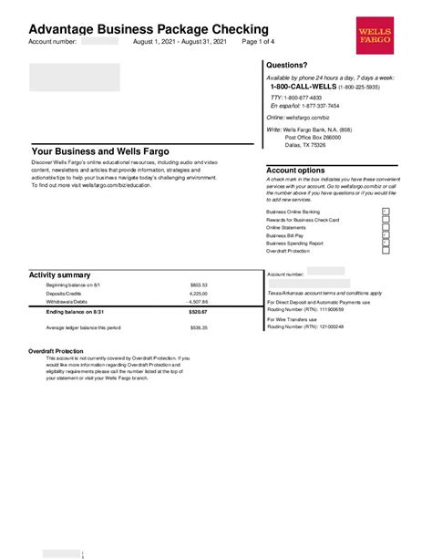 Wells Fargo Bank Statement Template in Excel