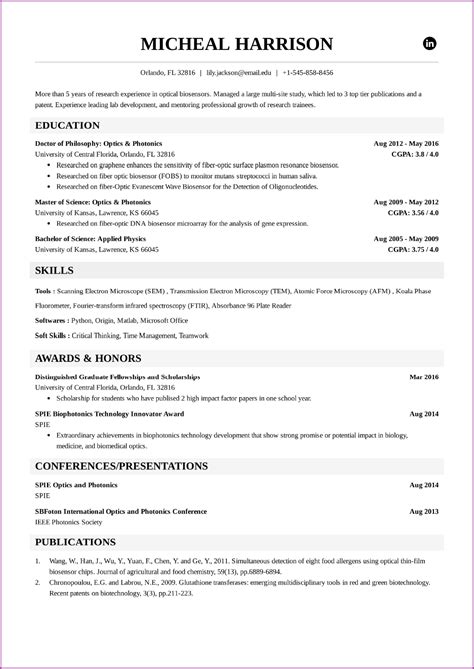 Wharton Resume Template Achievements and Awards Section