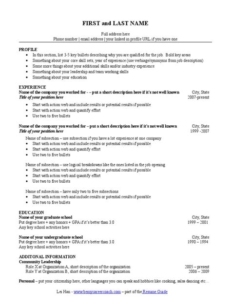 Wharton Resume Template Example 2