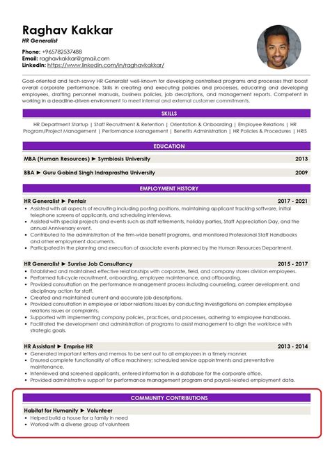 Wharton Resume Template Volunteer and Extracurricular Activities Section