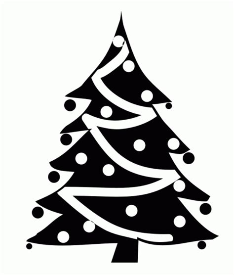 Whimsical Black and White Christmas Tree Clipart