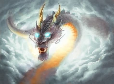 Image of the White Dragon in the Clouds