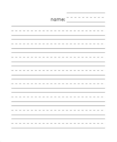 Wide-ruled lined paper for kindergarten writing practice