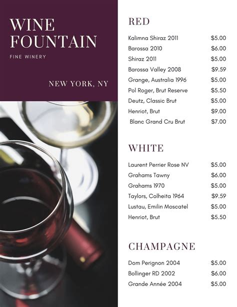 Wine Menu Template 5