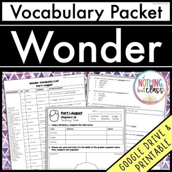 Wonder Vocabulary Builders Printable