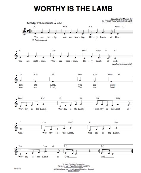 Worship Song Sheet Music