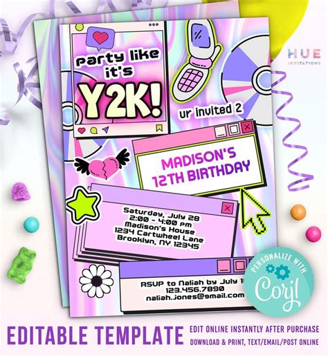 Y2K Neon Rave Invitation