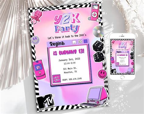 Y2K Party Invitation Template