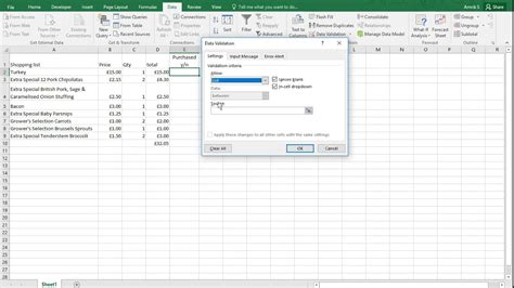 Yes or No Fields Dropdown in Excel