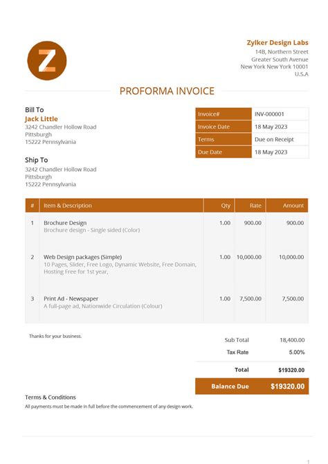 Zoho Invoice Template 1