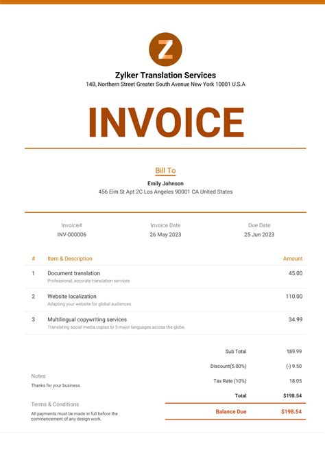 Zoho Invoice Template 3