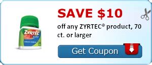 Zyrtec Manufacturer Coupons Available