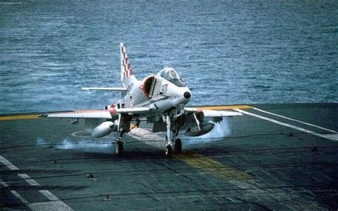 A-4 Skyhawk landing, demonstrating its impressive short takeoff and landing capabilities