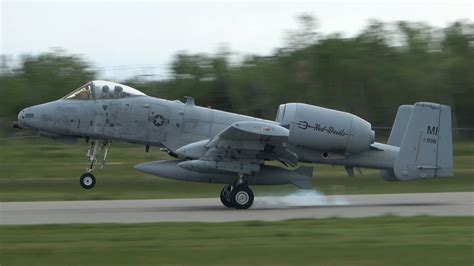 A-10 Warthog taking off from a runway