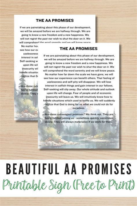 AA Promises Printable