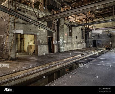 Abandoned factory interior with old machinery