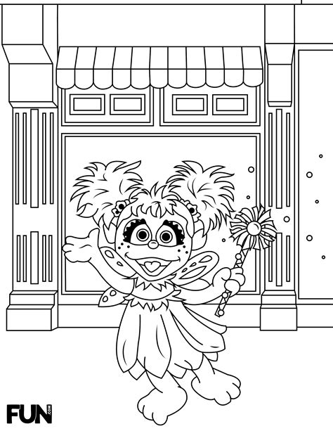 Abby Cadabby coloring page with a magic garden