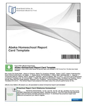 Abeka report card template editable