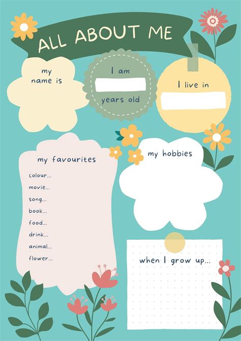 About Me Poster Template with Icons and Graphics