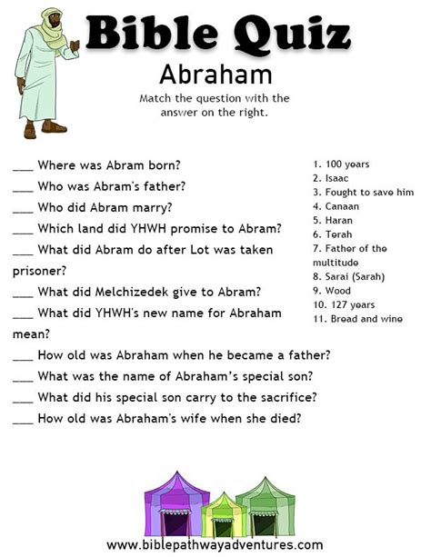 Abraham and Sarah Bible Quiz for Kids