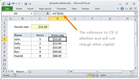 Using absolute references in formulas