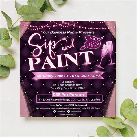 Abstract Art Paint and Sip Flyer