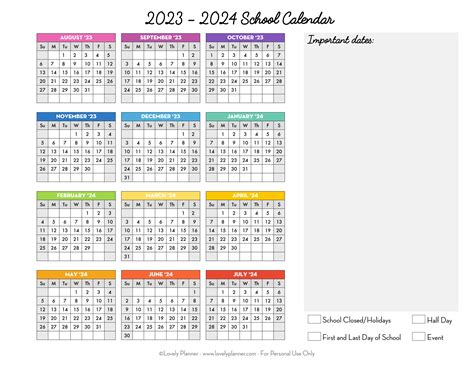 Academic Calendar Template Example 7