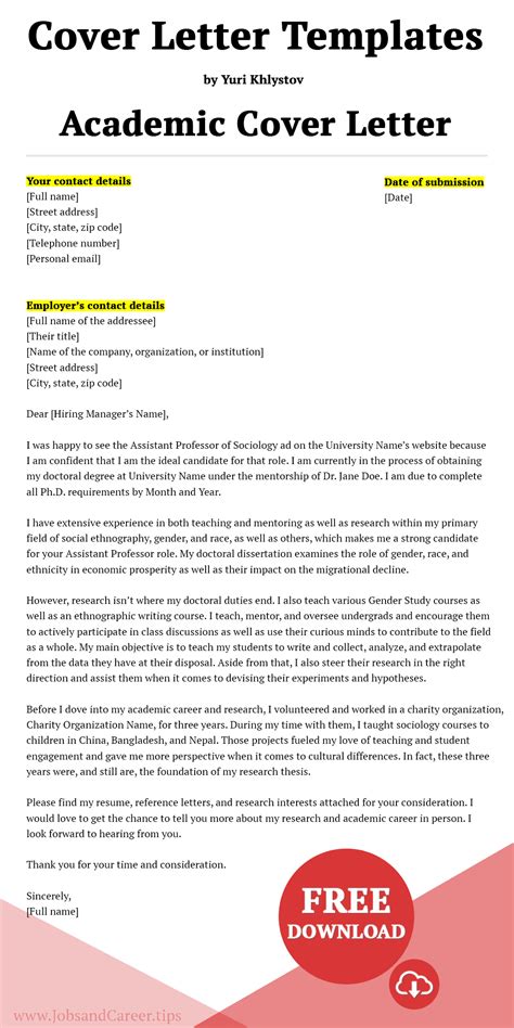 Academic Cover Letter Template