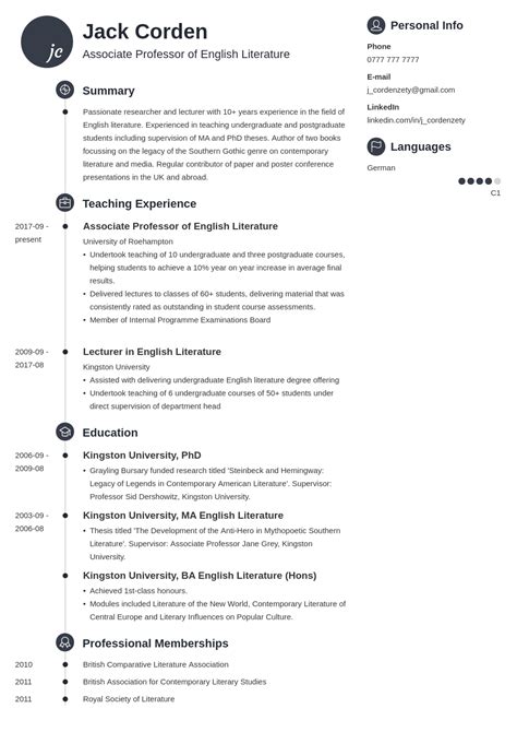 Academic CV Template