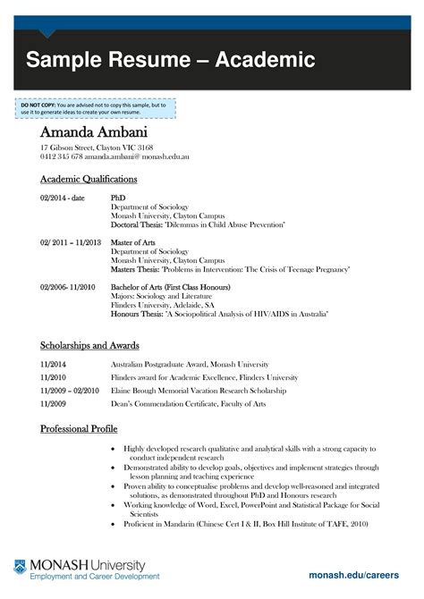 Academic Professional Resume Template