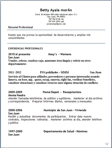 Academic Spanish Resume Template