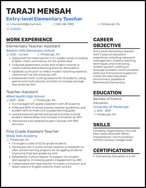 Academic Teacher Resume Template