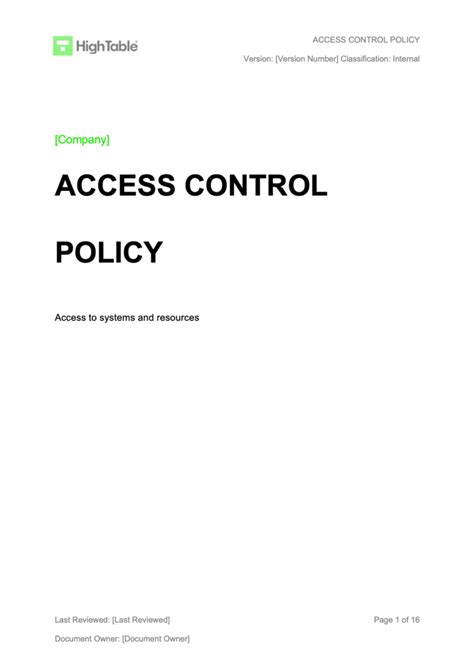 Access Control Policy Template