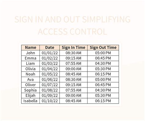 Access Control Template Excel