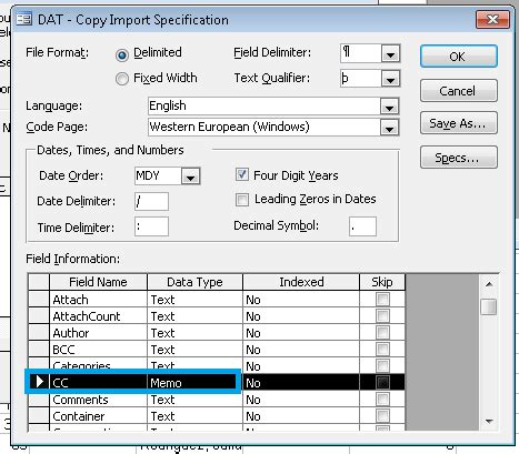 Access Data Import Errors