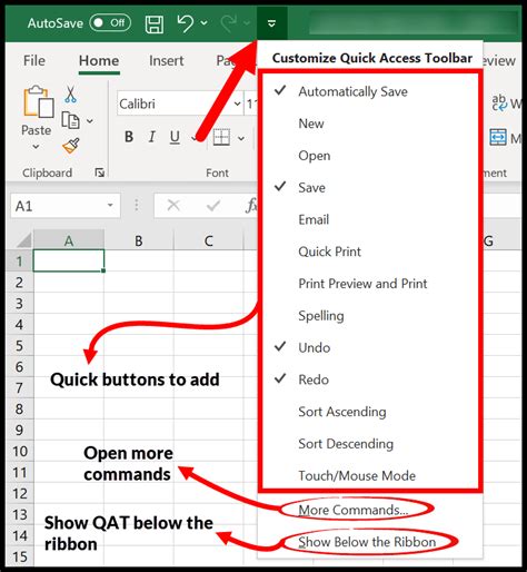 Accessing Excel options