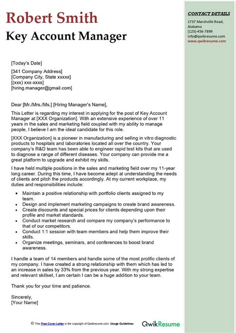 Examples of account manager cover letters