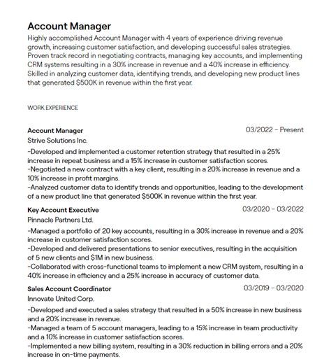 Account Manager Resume Builder