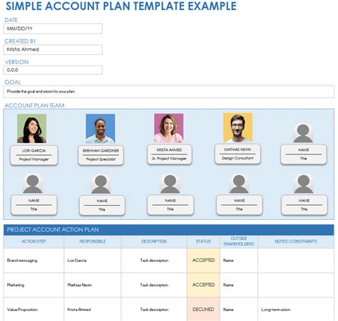 Account Planning Excel Template Example