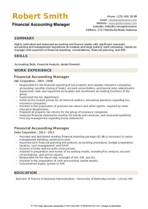 Accounting and Finance Resume Template