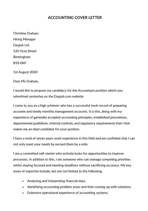 Accounting cover letter example 5