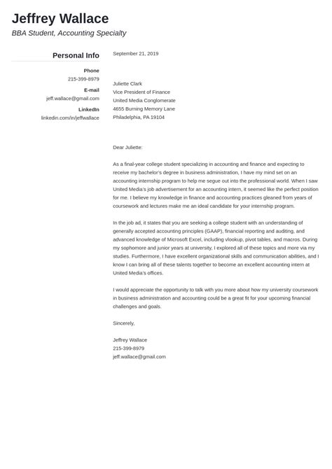 Accounting cover letter template example