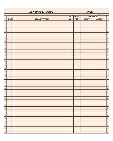 Accounting Ledger Paper Template