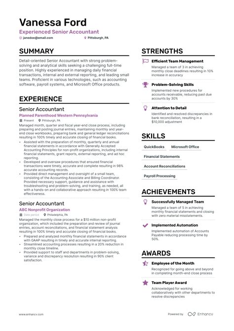 Staff Accountant Resume Example