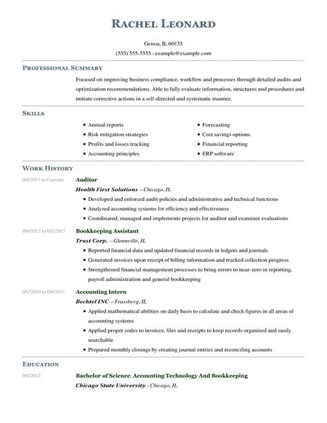 Accounting Resume Template Example