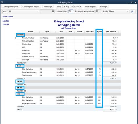 Accounts Payable Aging Report Visualization