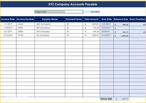 Accounts Payable Template Excel Formatting