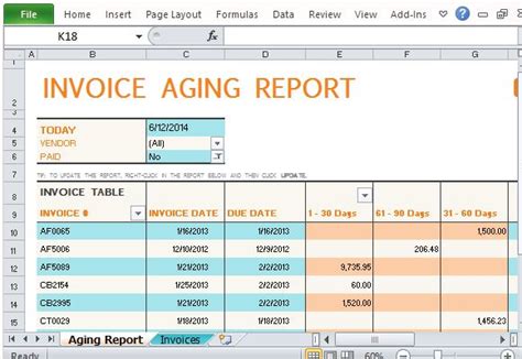 Accounts Receivable Aging Report Template in Excel