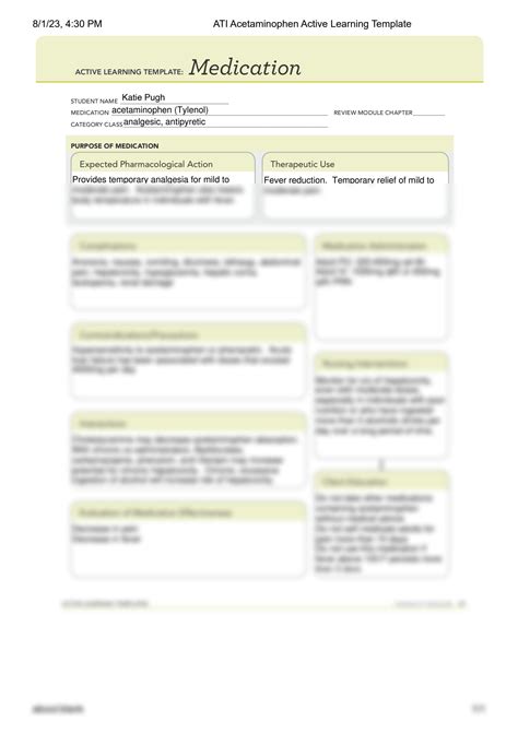 Acetaminophen Active Learning Template